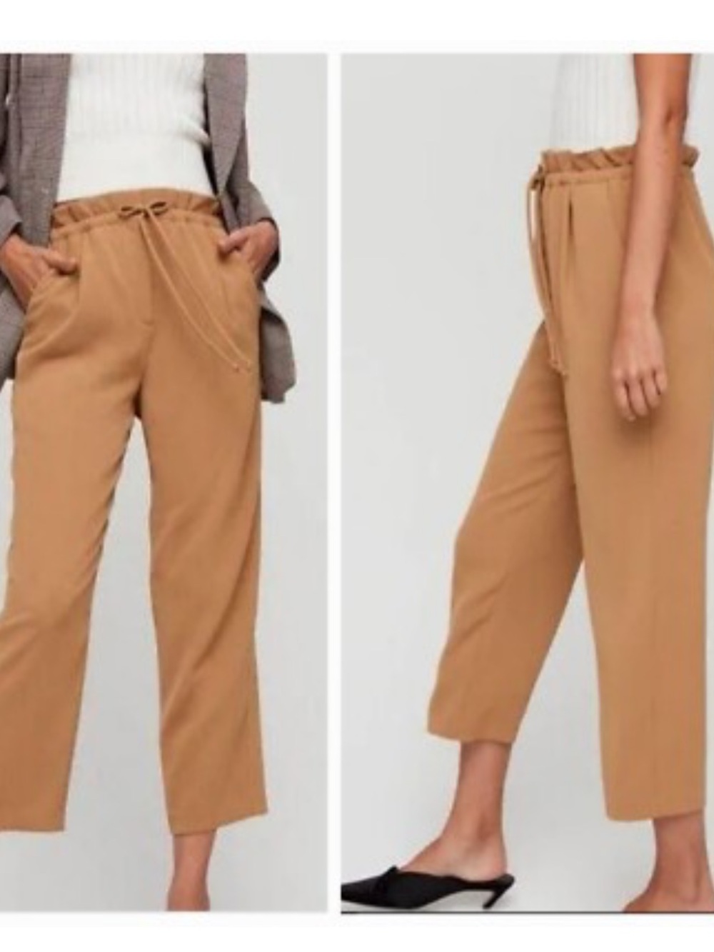 WILFRED Kerri Pants Size XL Warm‎ Brown Tan Crepette Career Paper Bag Office